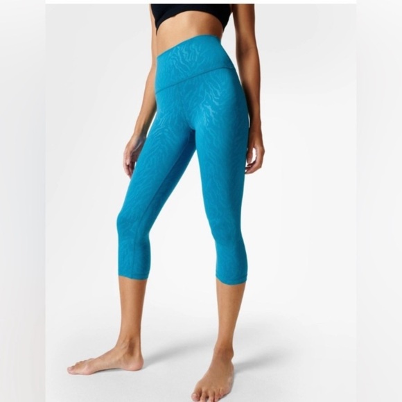 Sweaty Betty Tiger Print All Day High Waist Embossed Cropped Leggings Blue - Picture 1 of 9
